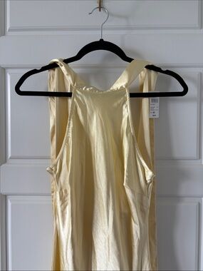 Windsor Pale Yellow Backless Satin Dress